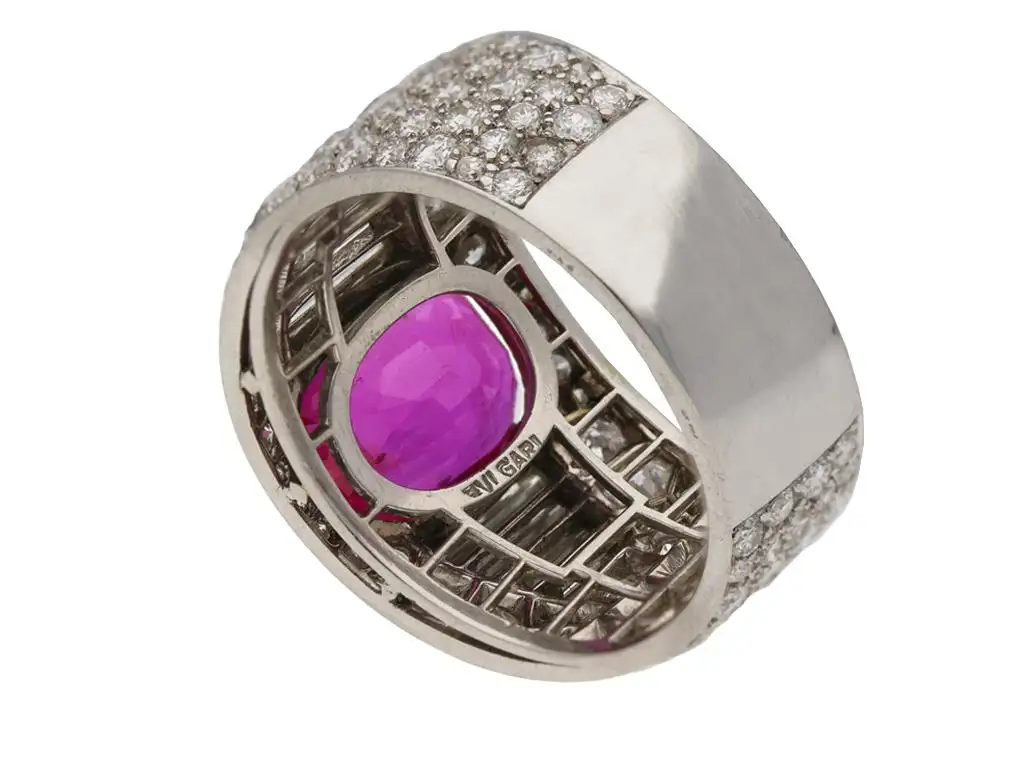 Bulgari Natural Unenhanced Burmese Ruby Diamond Ring Bulgari Natural Unenhanced Burmese Ruby Diamond Ring