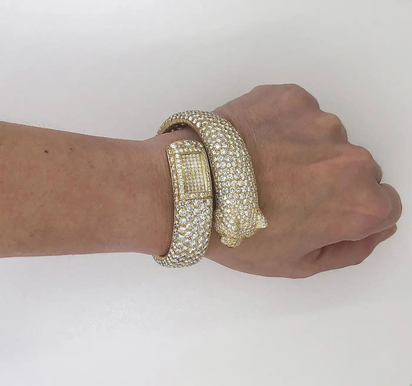 Cartier Diamond Panther Cuff Bangle Watch Cartier Diamond Panther Cuff Bangle Watch