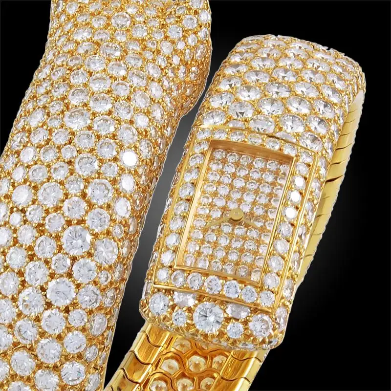 Cartier Diamond Panther Cuff Bangle Watch Cartier Diamond Panther Cuff Bangle Watch