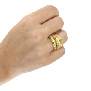 Cartier Diamond Yellow Gold Bamboo Ring Cartier Diamond Yellow Gold Bamboo Ring