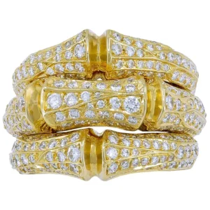 Cartier Diamond Yellow Gold Bamboo Ring Cartier Diamond Yellow Gold Bamboo Ring