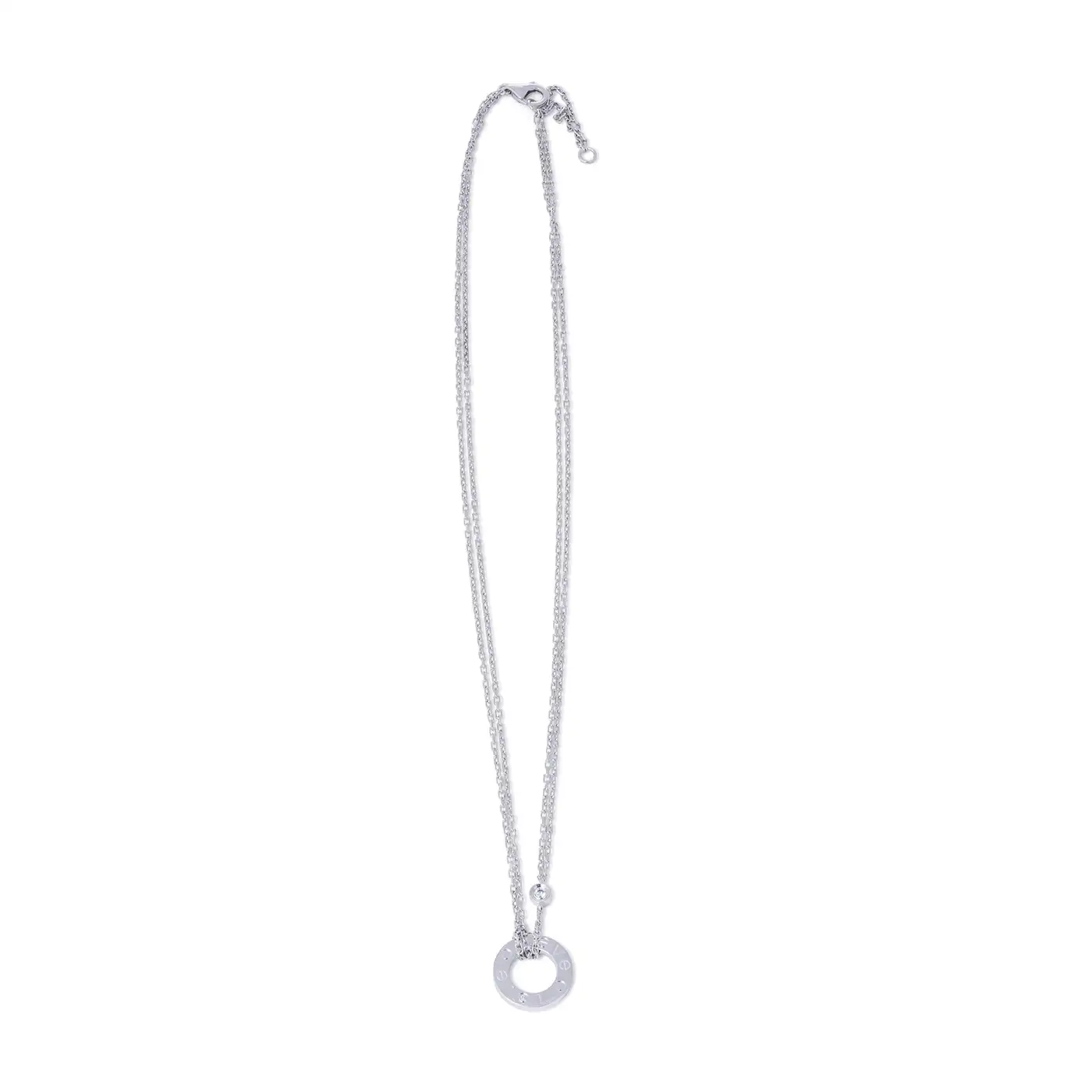 Cartier Love White Gold Diamond Circle Charm Necklace Cartier Love White Gold Diamond Circle Charm Necklace