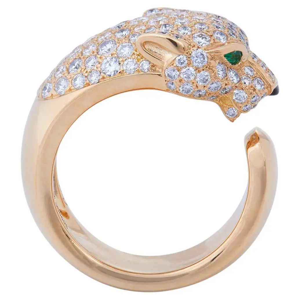 Cartier Panthère de Cartier Yellow Gold Diamond Emerald and Onyx Ring Cartier Panthère de Cartier Yellow Gold Diamond Emerald and Onyx Ring