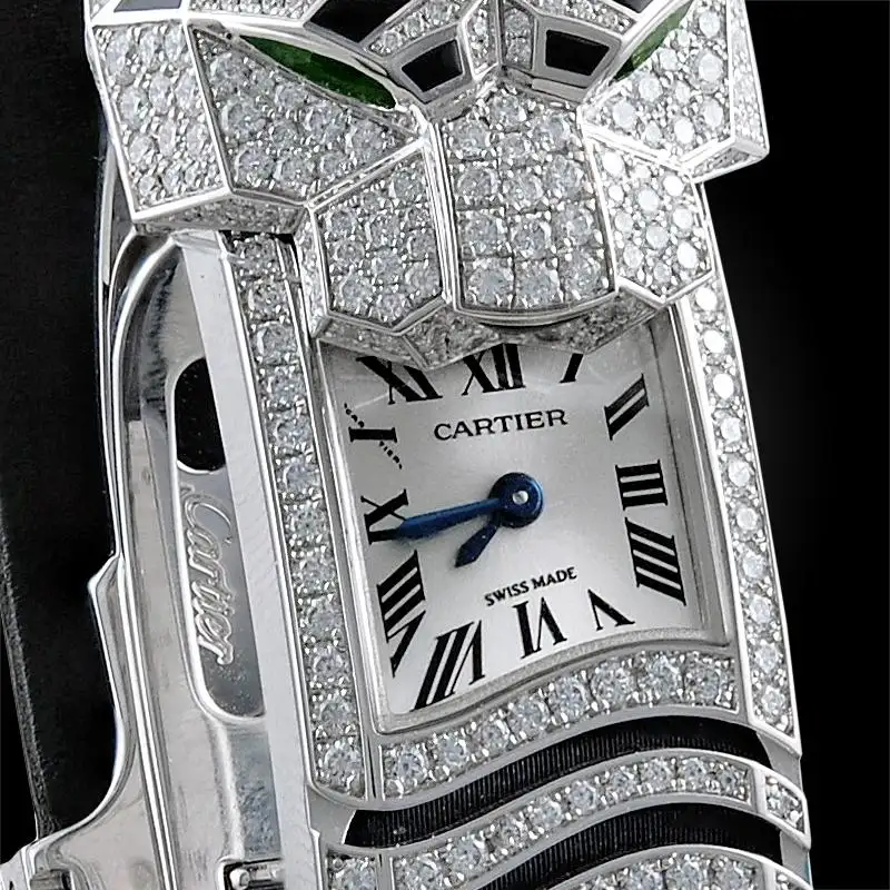 Cartier White Gold Diamond Onyx Panthere Secrete de Cartier Quartz Wristwatch Cartier White Gold Diamond Onyx Panthere Secrete de Cartier Quartz Wristwatch