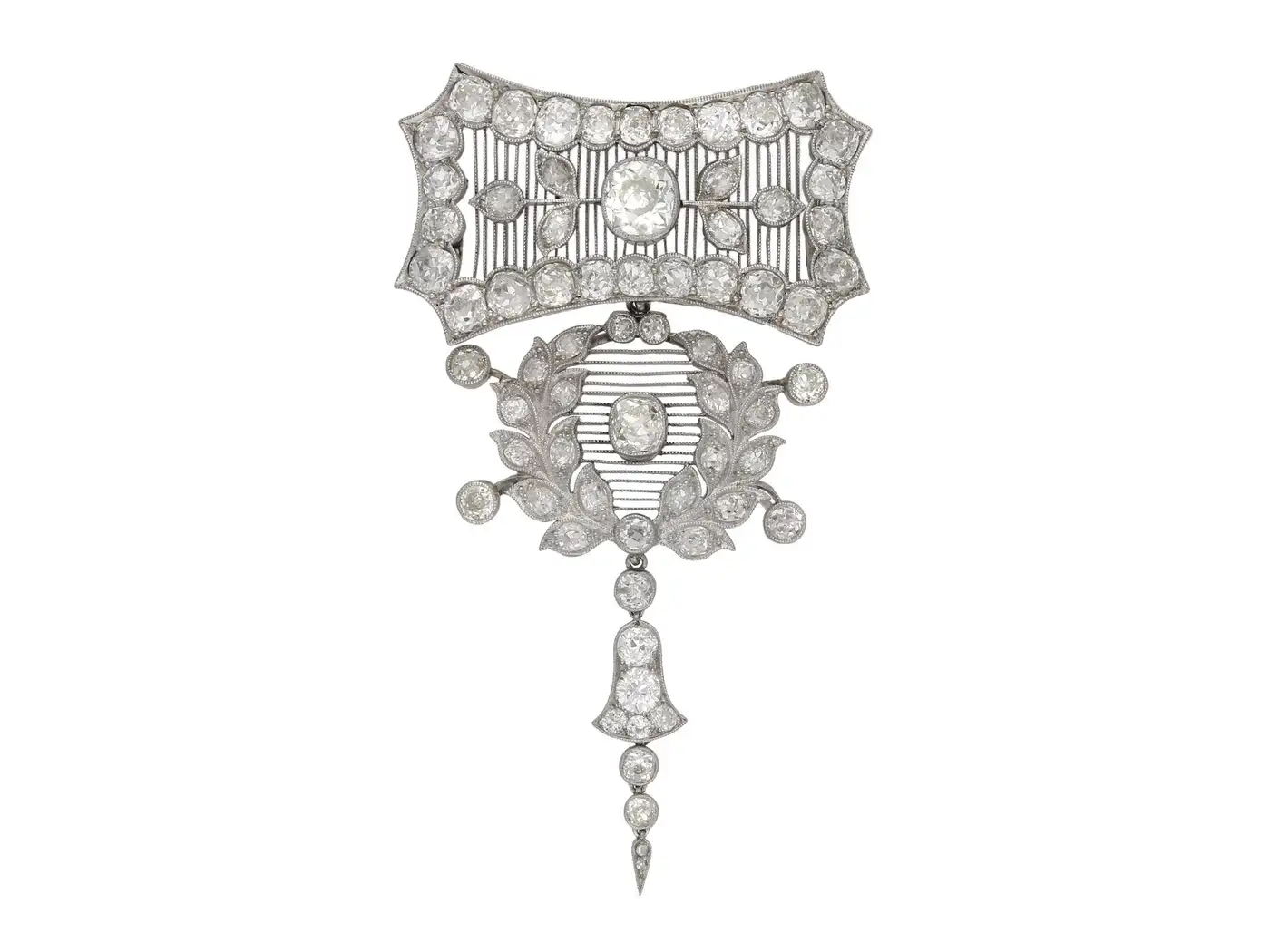 Child & Child Rare Magnificent Diamond Platinum Pendant Brooch, circa 1900 Child & Child Rare Magnificent Diamond Platinum Pendant Brooch, circa 1900