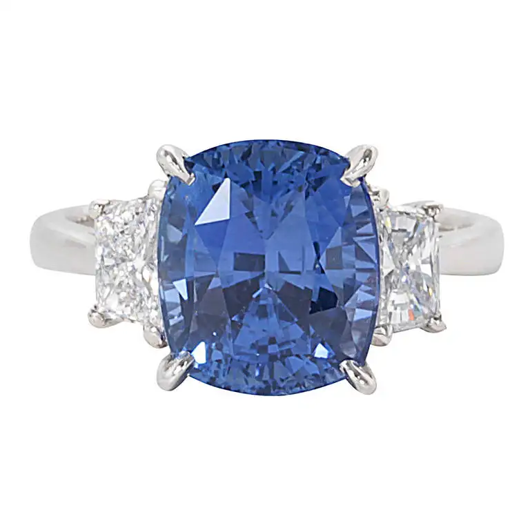 Cushion Cut Blue Sapphire Diamond Gold Ring GIA Certified 8.04 Carat Cushion Cut Blue Sapphire Diamond Gold Ring GIA Certified 8.04 Carat