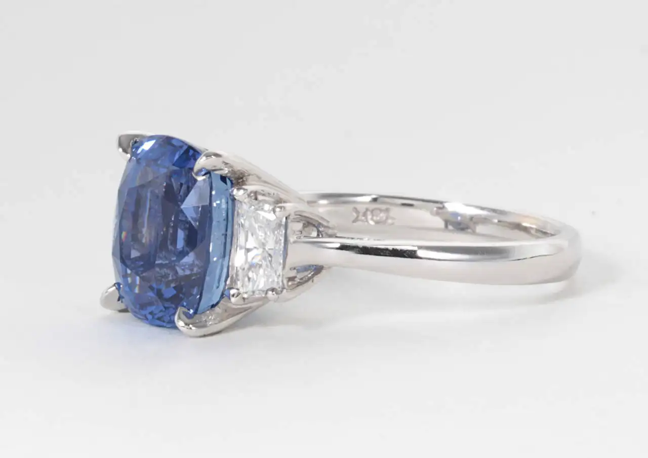 Cushion Cut Blue Sapphire Diamond Gold Ring GIA Certified 8.04 Carat Cushion Cut Blue Sapphire Diamond Gold Ring GIA Certified 8.04 Carat