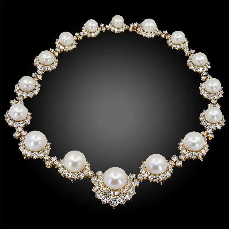 Buy Diamond Pearl Yellow Gold Necklace Buy Diamond Pearl Yellow Gold Necklace