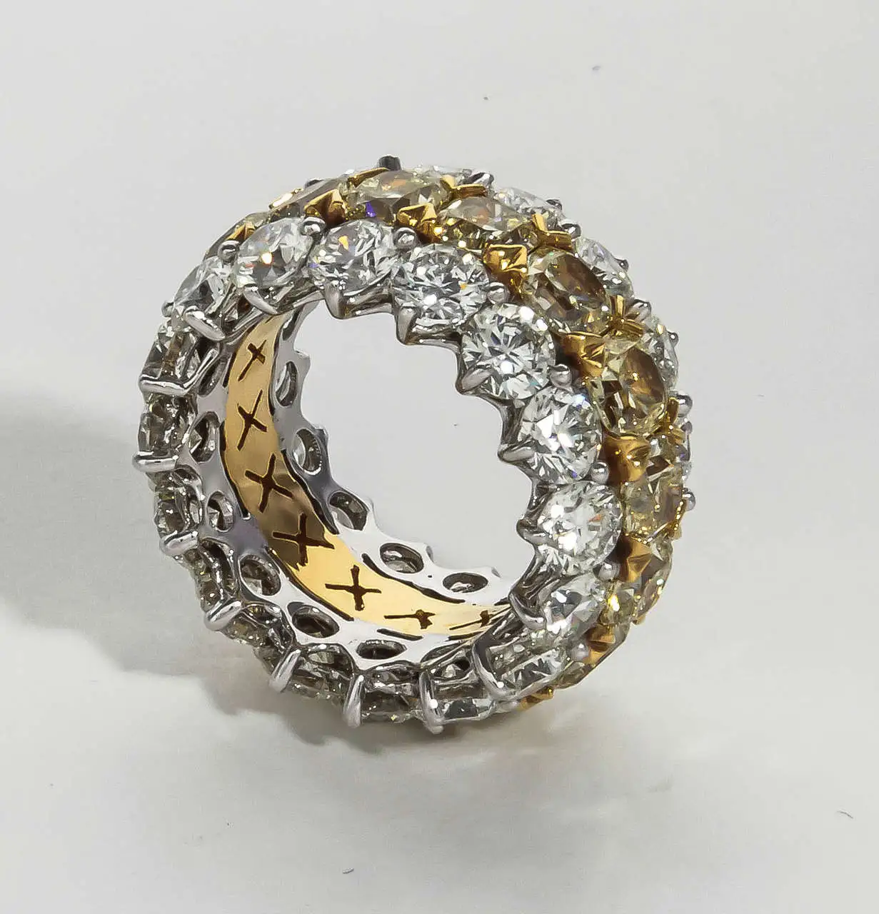 Fabulous Yellow and White Diamond Wide Band Ring Fabulous Yellow and White Diamond Wide Band Ring