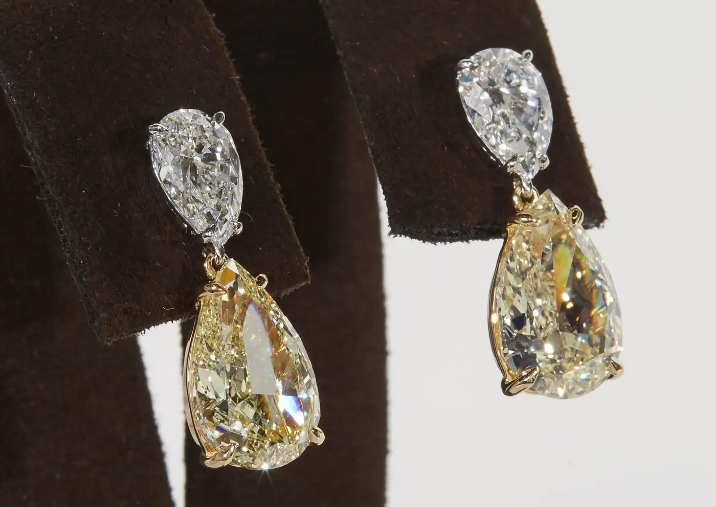 GIA Yellow and White Diamond Earrings GIA Yellow and White Diamond Earrings