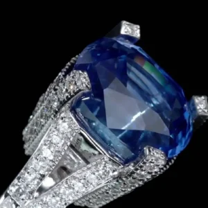 GRS Certified 11.01 Carat Natural Blue Sapphire & Diamond engagement Ring GRS Certified 11.01 Carat Natural Blue Sapphire & Diamond engagement Ring