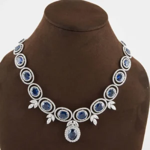Grand Sapphire Diamond white gold Necklace
