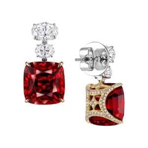 Gubelin Certified 21.50 Carat No Heat Burmese Spinel Earrings Gubelin Certified 21.50 Carat No Heat Burmese Spinel Earrings