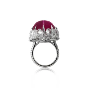 Gubelin Certified 60.09 Carat Burmese Star Ruby Dome Ring in 18k White Gold Gubelin Certified 60.09 Carat Burmese Star Ruby Dome Ring in 18k White Gold