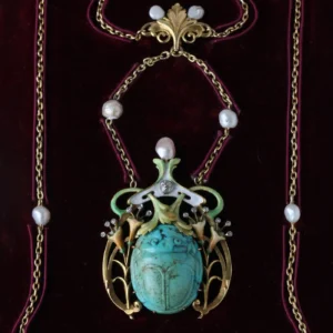 Guillemin Frères Fin de Siècle Enamel Turquoise Pearl Diamond Gold Necklace Guillemin Frères Fin de Siècle Enamel Turquoise Pearl Diamond Gold Necklace