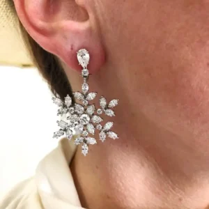 Harry Winston Vintage Collection Diamond Snowflake Drop Earrings Harry Winston Vintage Collection Diamond Snowflake Drop Earrings