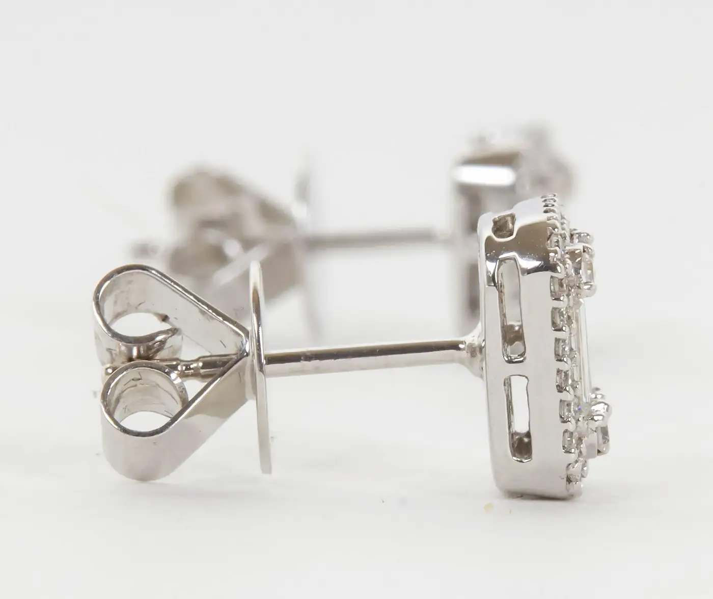 Illusion Emerald Cut Diamond Gold Stud Earrings Illusion Emerald Cut Diamond Gold Stud Earrings