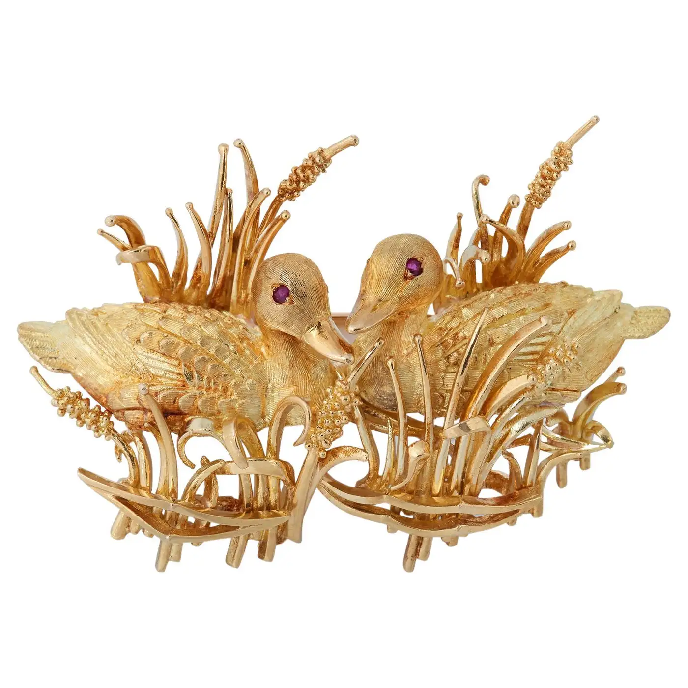 Kurt Wayne Gold and Ruby Sitting Ducks Brooch Kurt Wayne Gold and Ruby Sitting Ducks Brooch