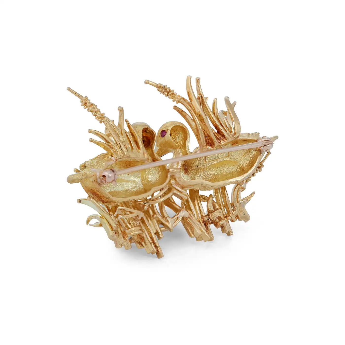 Kurt Wayne Gold and Ruby Sitting Ducks Brooch Kurt Wayne Gold and Ruby Sitting Ducks Brooch
