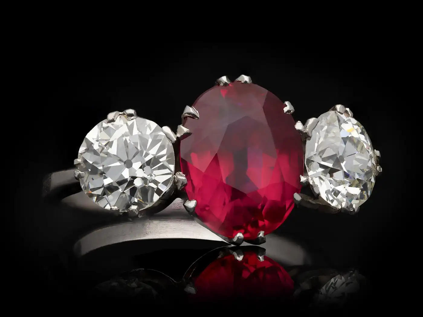 Natural Burmese Ruby Diamond Ring, circa 1915 Natural Burmese Ruby Diamond Ring, circa 1915