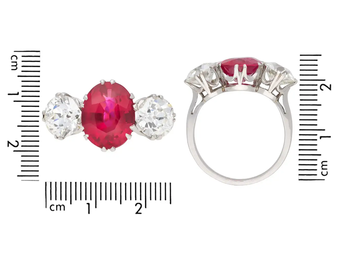 Natural Burmese Ruby Diamond Ring, circa 1915 Natural Burmese Ruby Diamond Ring, circa 1915