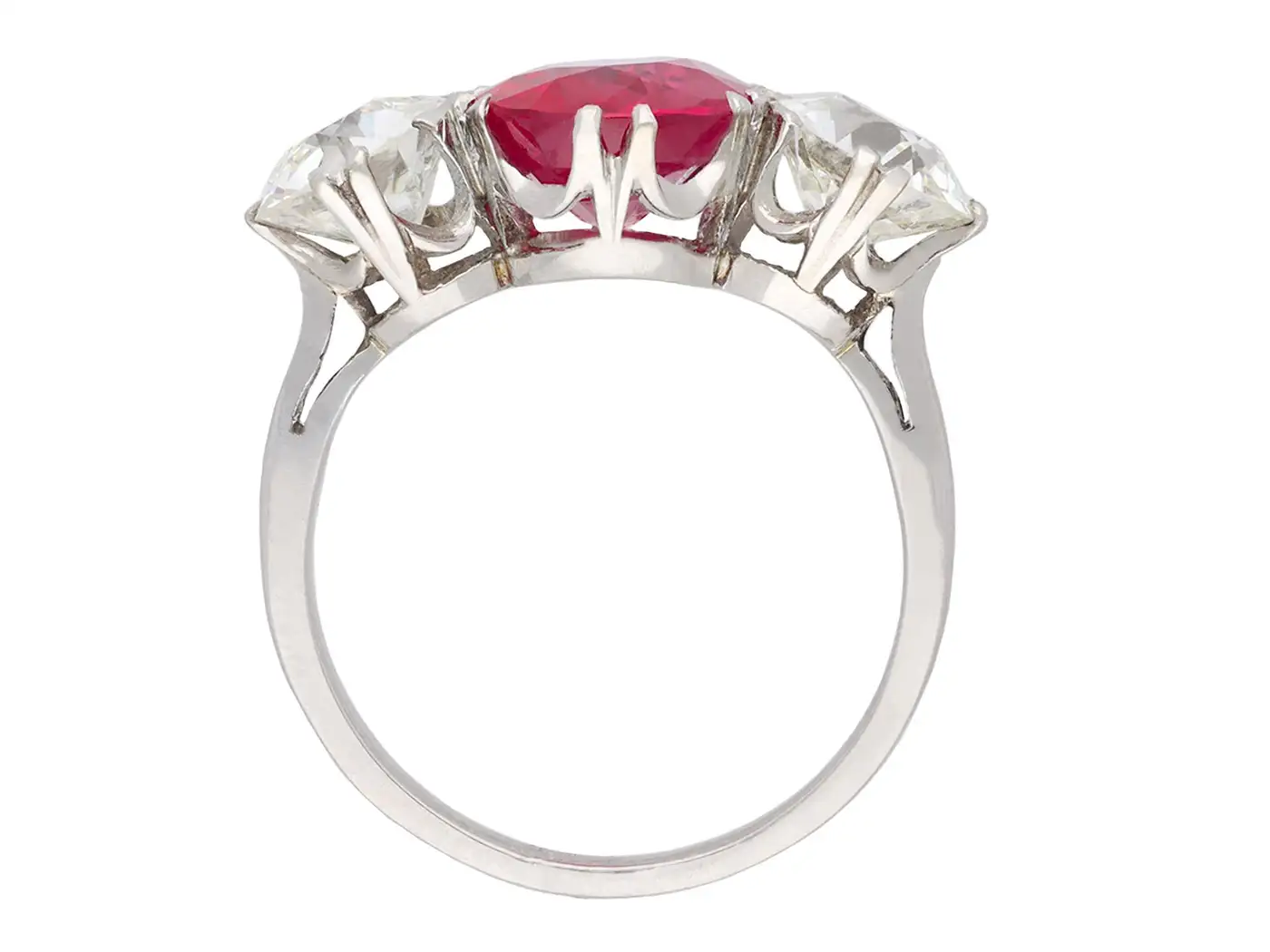 Natural Burmese Ruby Diamond Ring, circa 1915 Natural Burmese Ruby Diamond Ring, circa 1915