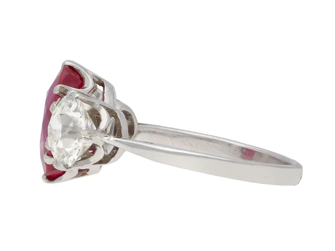 Natural Burmese Ruby Diamond Ring, circa 1915 Natural Burmese Ruby Diamond Ring, circa 1915