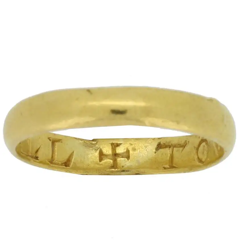 Post Mediaeval Gold Posy Ring TOVT IOVRS LOIALL Post Mediaeval Gold Posy Ring TOVT IOVRS LOIALL