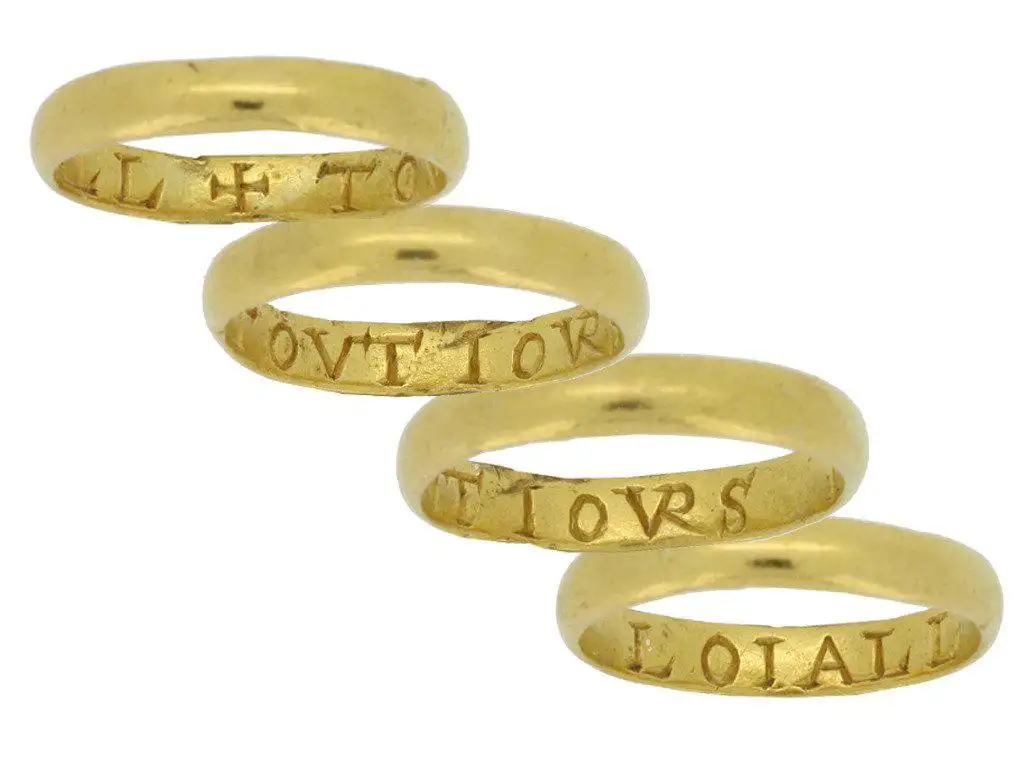 Post Mediaeval Gold Posy Ring TOVT IOVRS LOIALL Post Mediaeval Gold Posy Ring TOVT IOVRS LOIALL