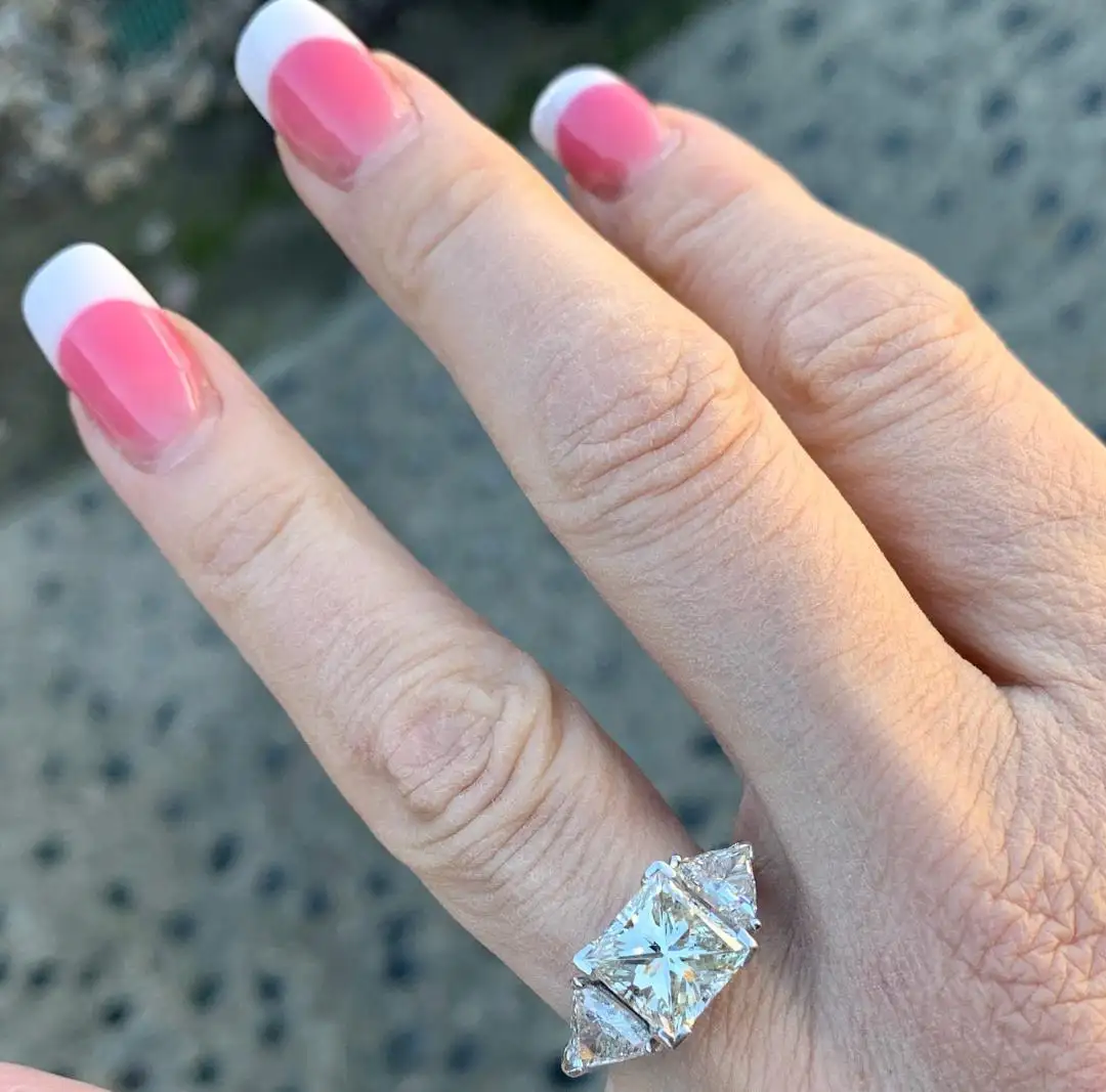 Princess Diamond Ring With 2 Carat Diamond Sides GIA Certified VS2 4.13 Carat Princess Diamond Ring With 2 Carat Diamond Sides GIA Certified VS2 4.13 Carat