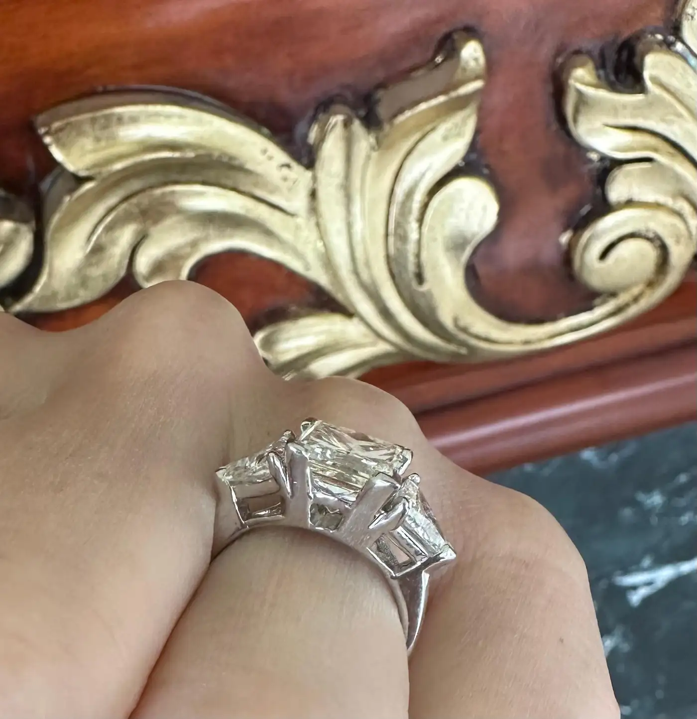Princess Diamond Ring With 2 Carat Diamond Sides GIA Certified VS2 4.13 Carat Princess Diamond Ring With 2 Carat Diamond Sides GIA Certified VS2 4.13 Carat