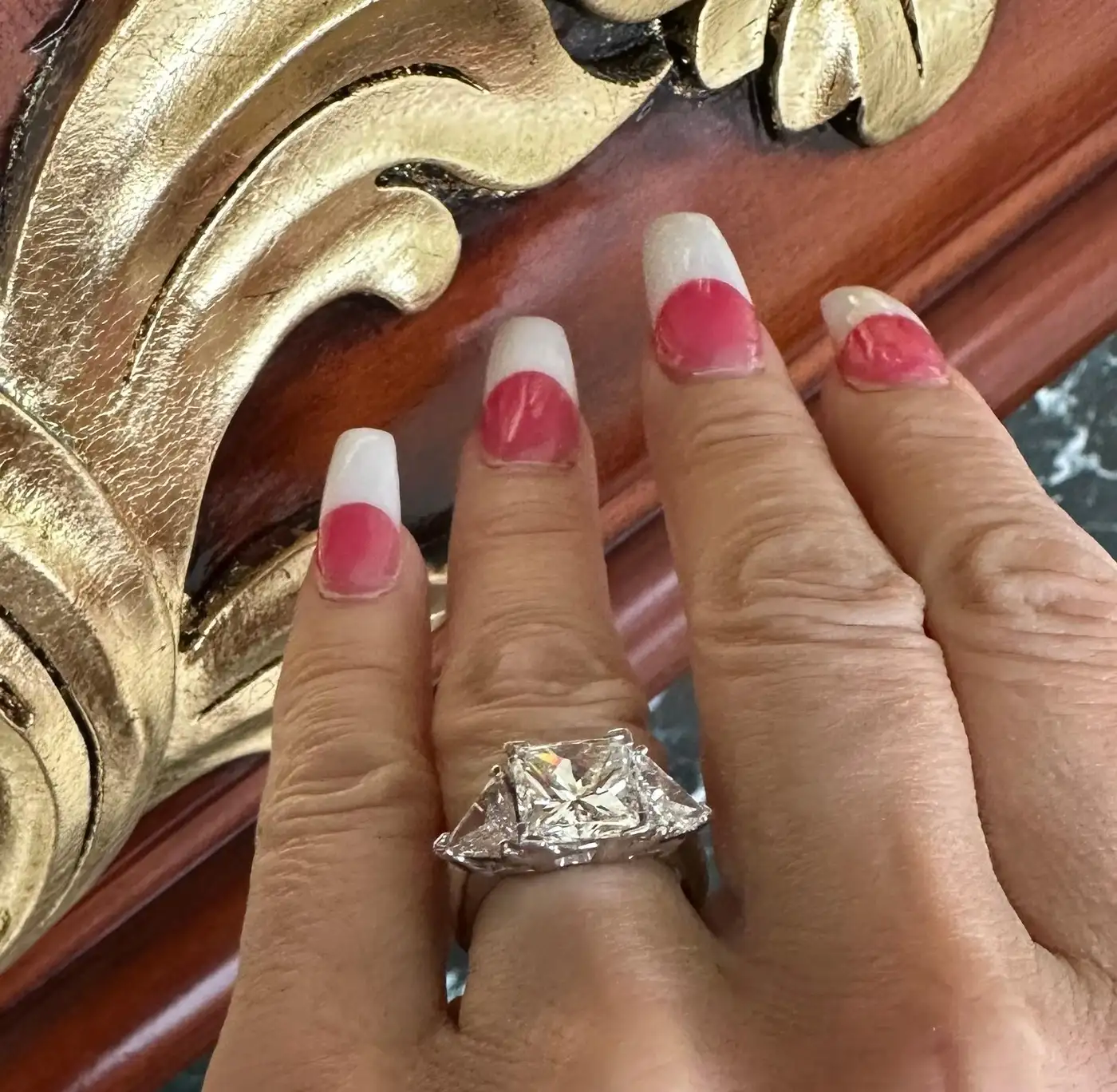 Princess Diamond Ring With 2 Carat Diamond Sides GIA Certified VS2 4.13 Carat Princess Diamond Ring With 2 Carat Diamond Sides GIA Certified VS2 4.13 Carat