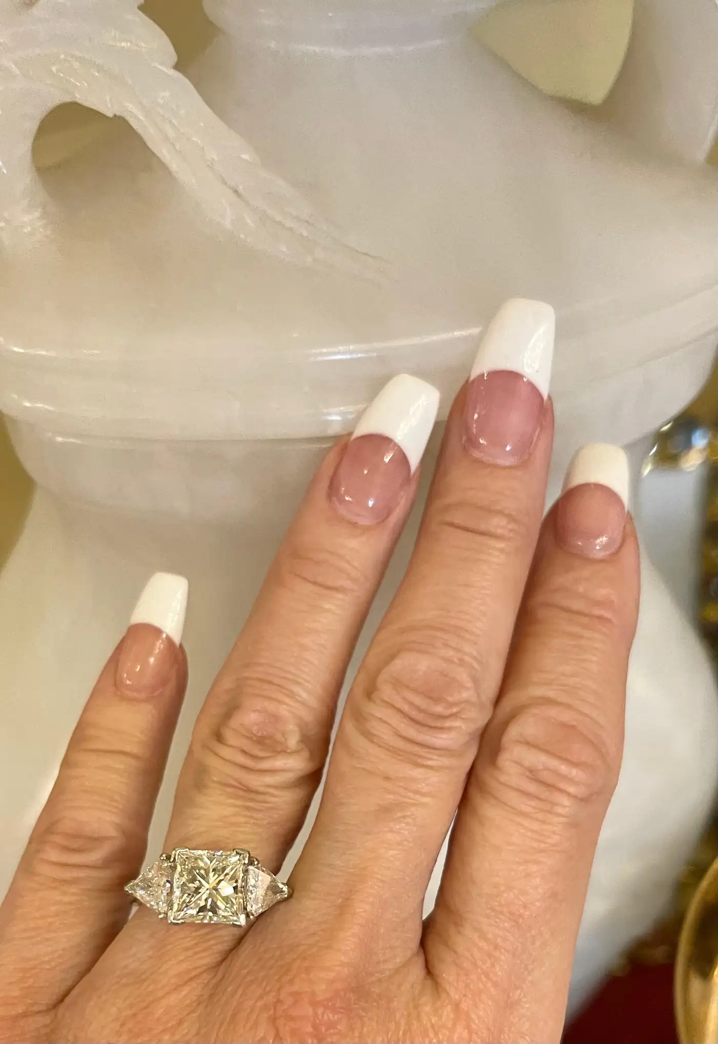 Princess Diamond Ring With 2 Carat Diamond Sides GIA Certified VS2 4.13 Carat Princess Diamond Ring With 2 Carat Diamond Sides GIA Certified VS2 4.13 Carat