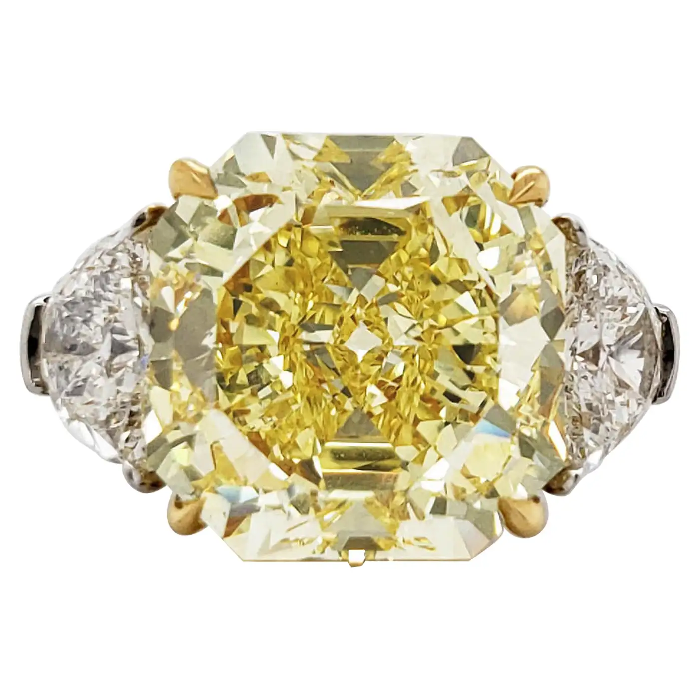 Scarselli 10 Carat Fancy Intense Yellow Internally Flawless Radiant Diamond Ring Scarselli 10 Carat Fancy Intense Yellow Internally Flawless Radiant Diamond Ring