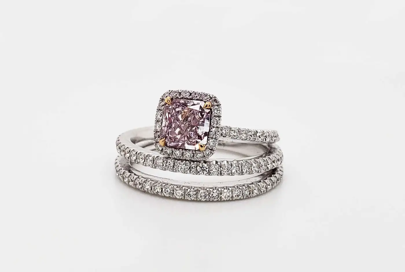 Scarselli Fancy Purple-Pink 1.00 carat Radiant Cut Diamond Engagement Ring