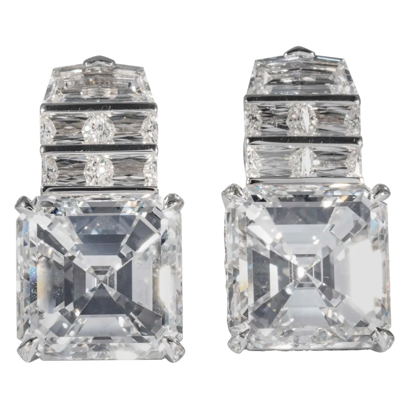 Shreve Crump & Low GIA Certified 18.21 Carat Asscher Cut Diamond Drop Earrings Shreve Crump & Low GIA Certified 18.21 Carat Asscher Cut Diamond Drop Earrings