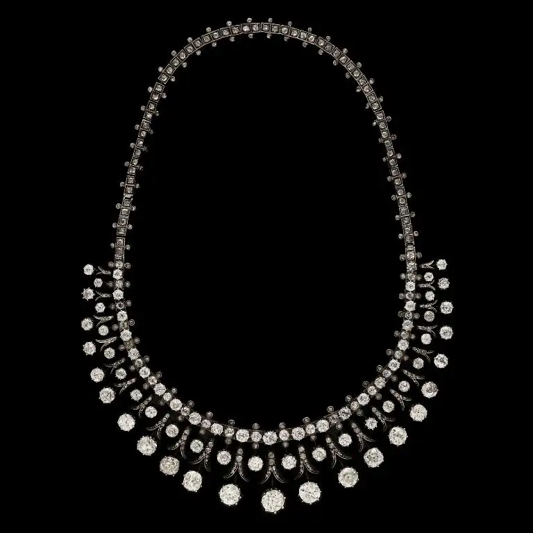 Stunning Victorian Old-Cut Diamond Fringe Tiara Convertible to Necklace Bracelet