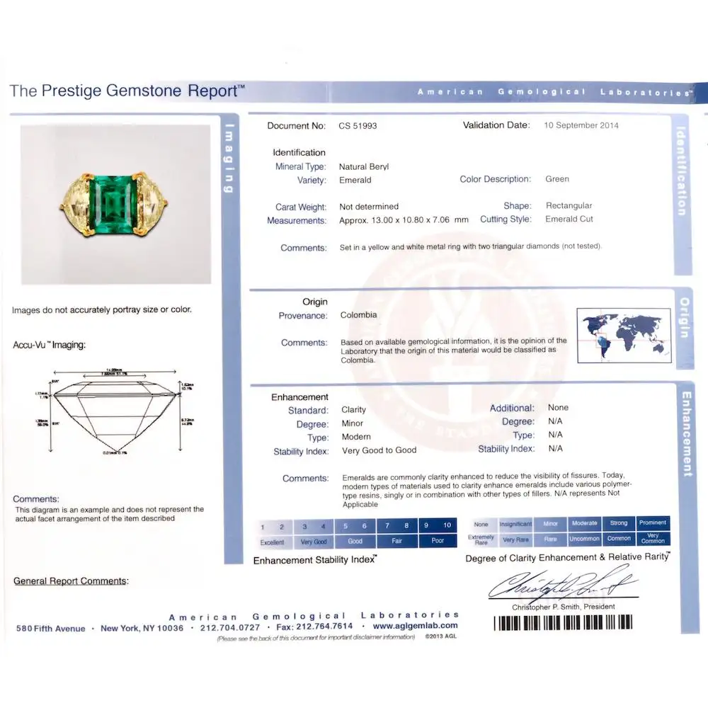 Three-Stone Rectangular Emerald Diamond Platinum Ring Three-Stone Rectangular Emerald Diamond Platinum Ring