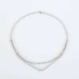 Two Row Diamond Platinum Tennis Necklace Two Row Diamond Platinum Tennis Necklace