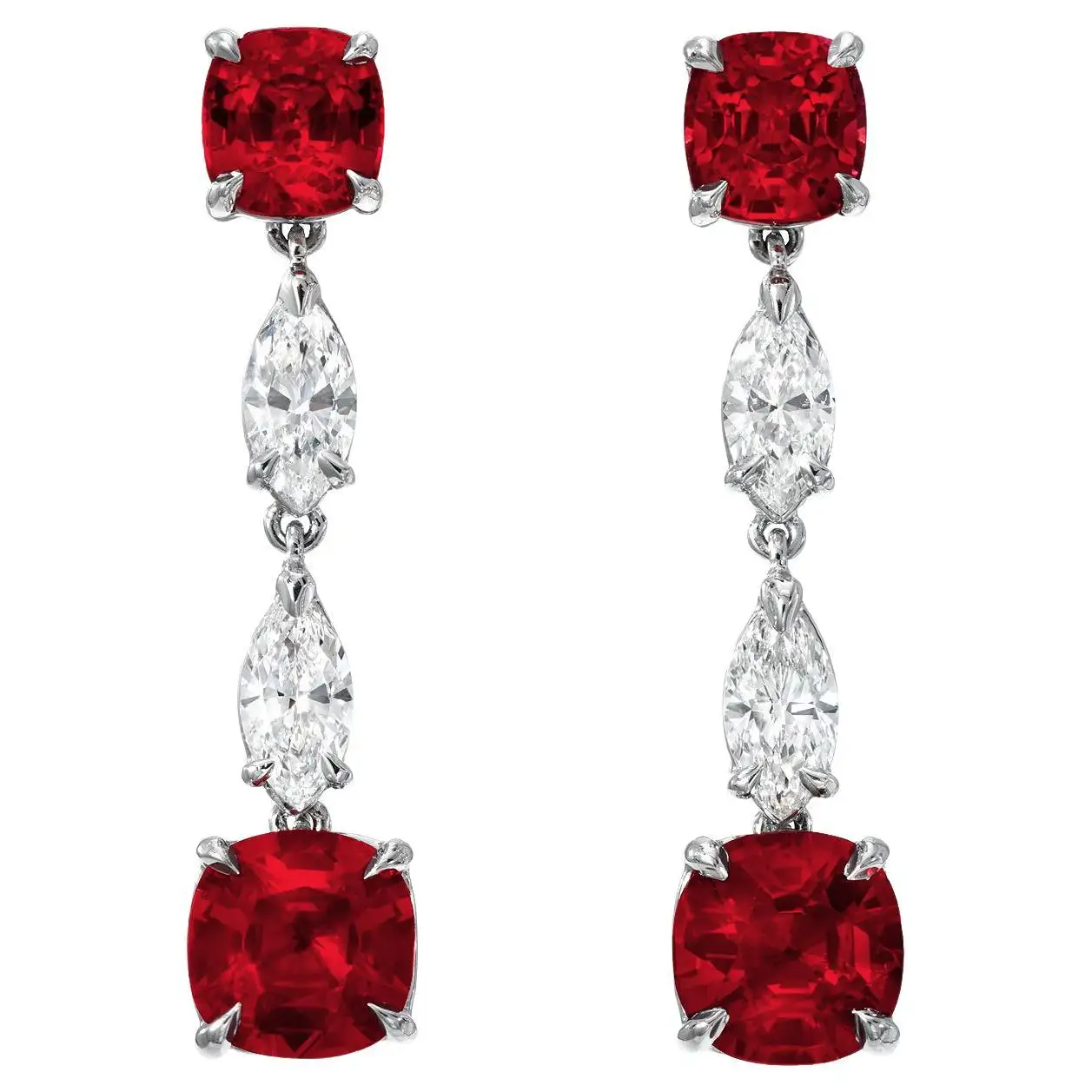 Unheated Ruby Earrings Cushion Cut 4.35 Carats GIA Unheated Ruby Earrings Cushion Cut 4.35 Carats GIA