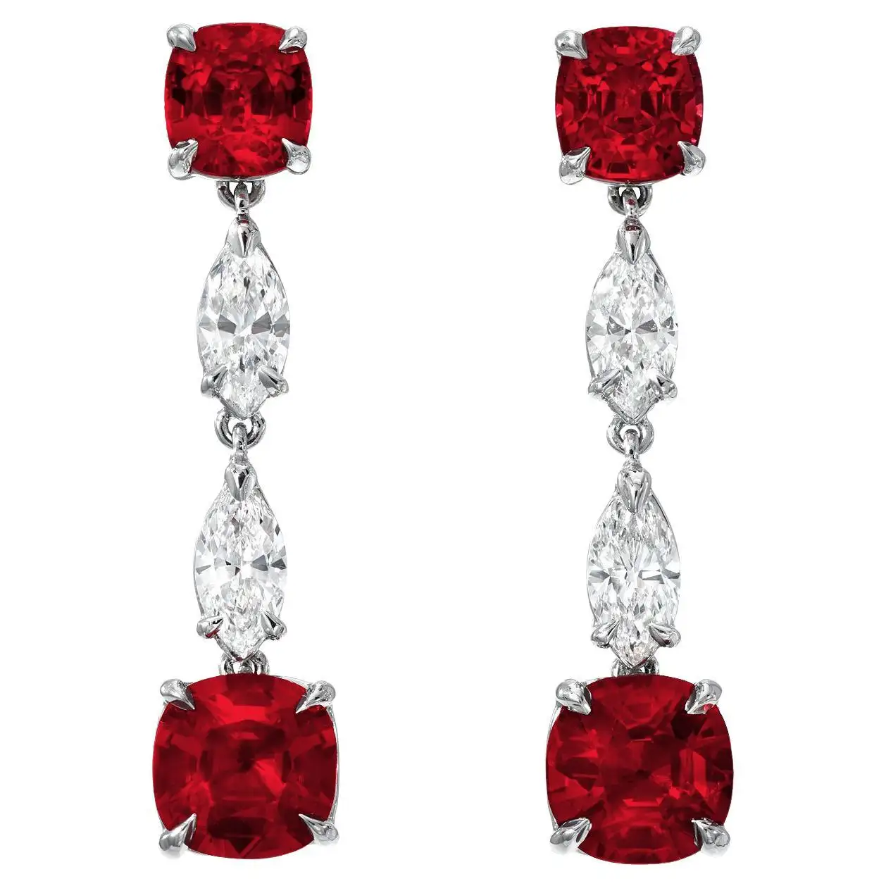 Unheated Ruby Earrings Cushion Cut 4.35 Carats GIA Unheated Ruby Earrings Cushion Cut 4.35 Carats GIA