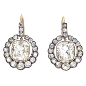 Victorian Old Cushion Shape Diamond Earrings 23.17 Carat Victorian Old Cushion Shape Diamond Earrings 23.17 Carat