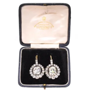 Victorian Old Cushion Shape Diamond Earrings 23.17 Carat Victorian Old Cushion Shape Diamond Earrings 23.17 Carat