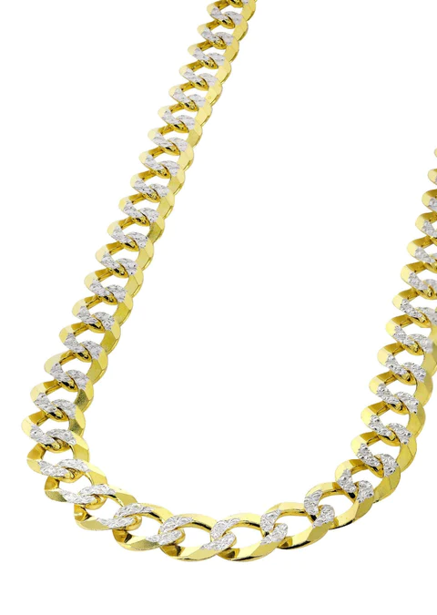 10K Gold Hollow Diamond Cut Cuban Link Chain - Men's Gold Chain